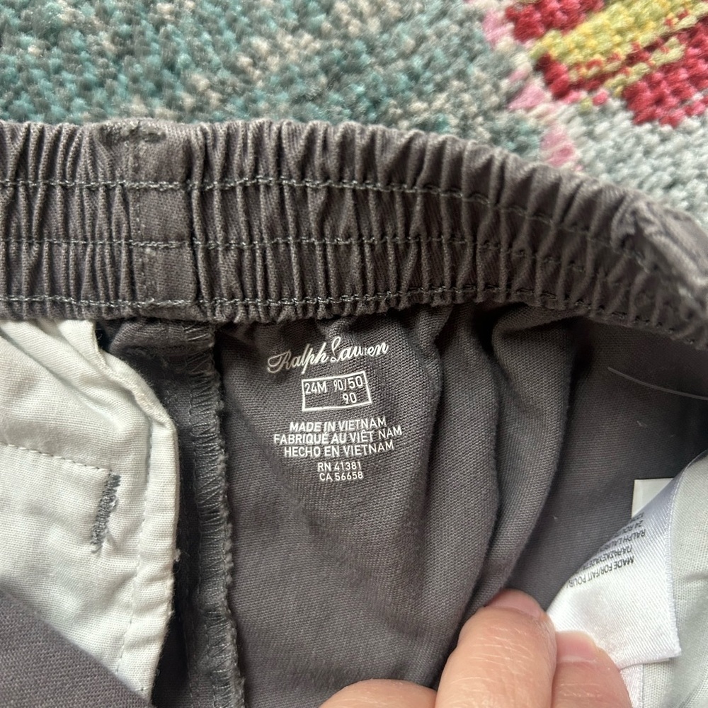 Ralph Lauren toddler Dark Gray Elastic Waist Chinos with belt 24 months - Picture 3 of 6